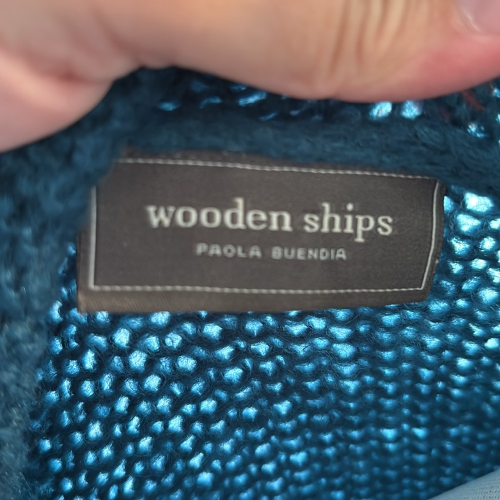 Wooden Ships Teal open Front Sweater - Picture 3 of 5